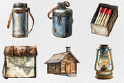 Watercolor Vintage Camping Clipart, a Seasonal Illustration by Rose Art (Thumbnail 4 of 4)