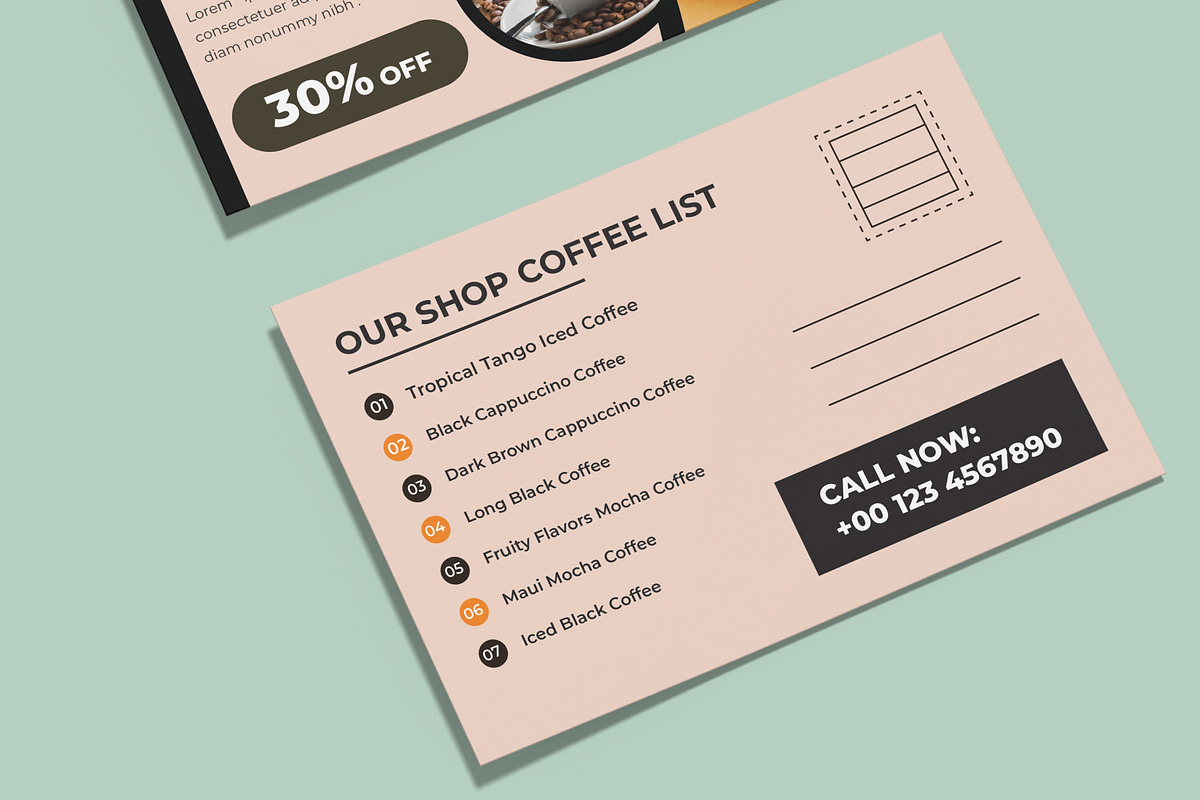 Coffee Shop Postcard Layout, a Stationery Template by MightyDesign (Photo 4 of 8)