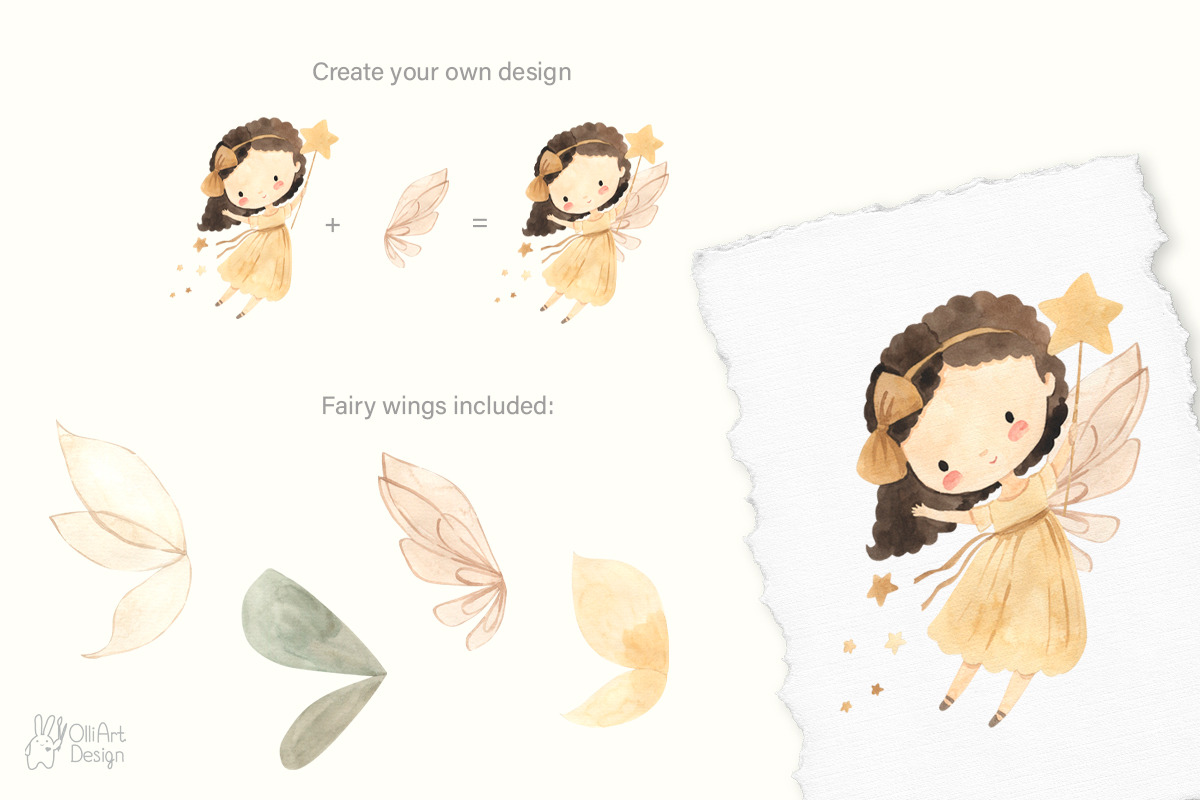 LITTLE FAIRIES Watercolor collection, an Animal Illustration by OlliArtDesign (Photo 4 of 11)