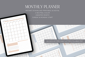 Monthly Printable & Digital Planner