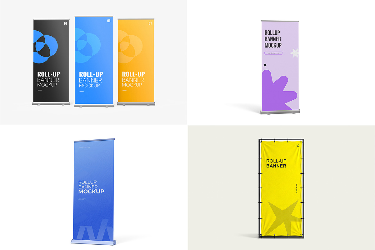Roll-Up Banner Display Mockup Bundle, an Advertising Mockup by graphypix (Photo 1 of 14)