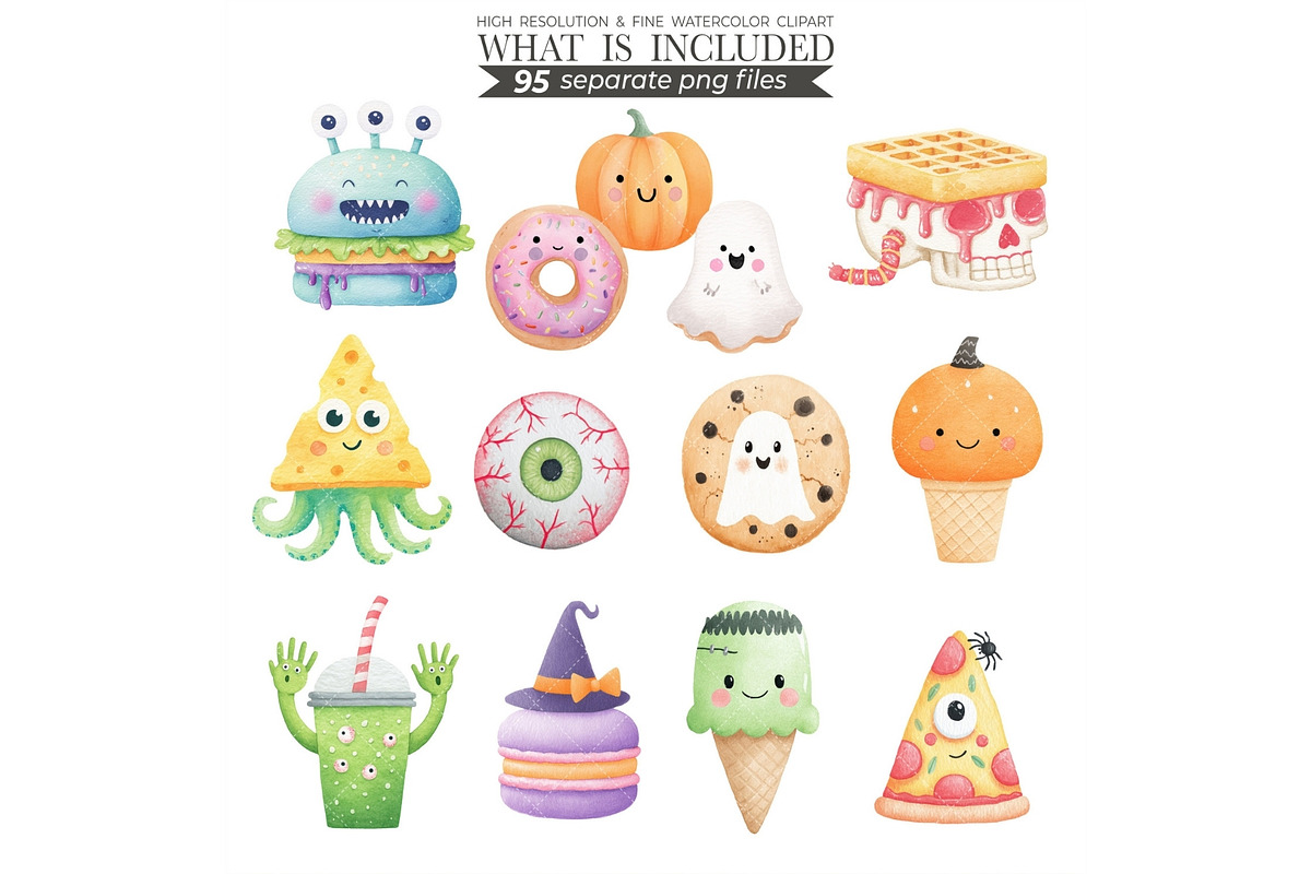 Watercolor Halloween Treats Clipart, an Illustration by CharmClipart (Photo 5 of 10)