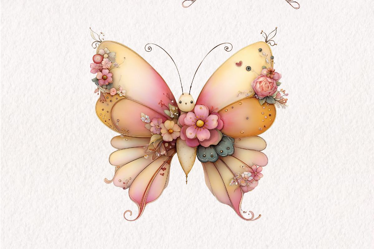 Whimsical Spring Butterfly Clipart, an Illustration by CreationArt (Photo 8 of 10)