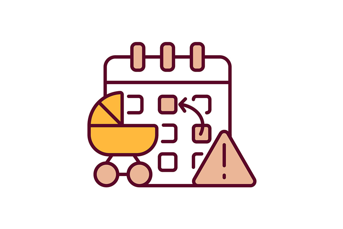 Calendar and baby carriage icon, an Outline Icon by IMG Visuals