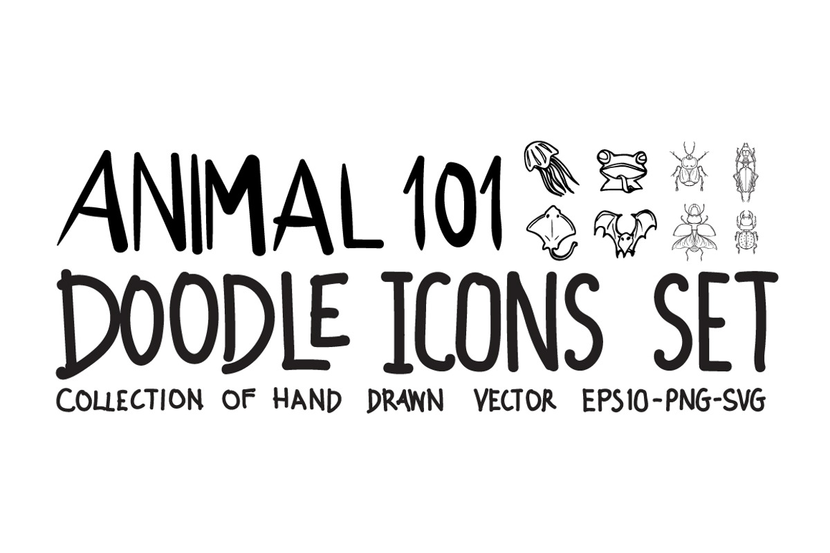 101 Animal Hand Drawn doodle Icons, an Outline Icon by TKDoodle (Photo 1 of 3)