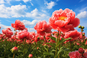 Red peony flowers field, a Nature Photo by AlyaAnd