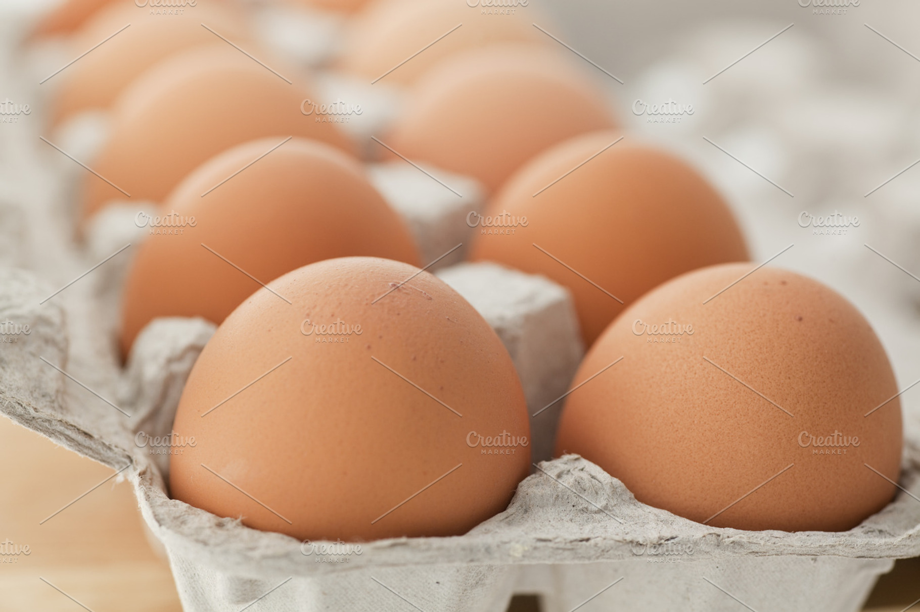 Dozen Brown Eggs Featuring Egg Carton And Egg Carton