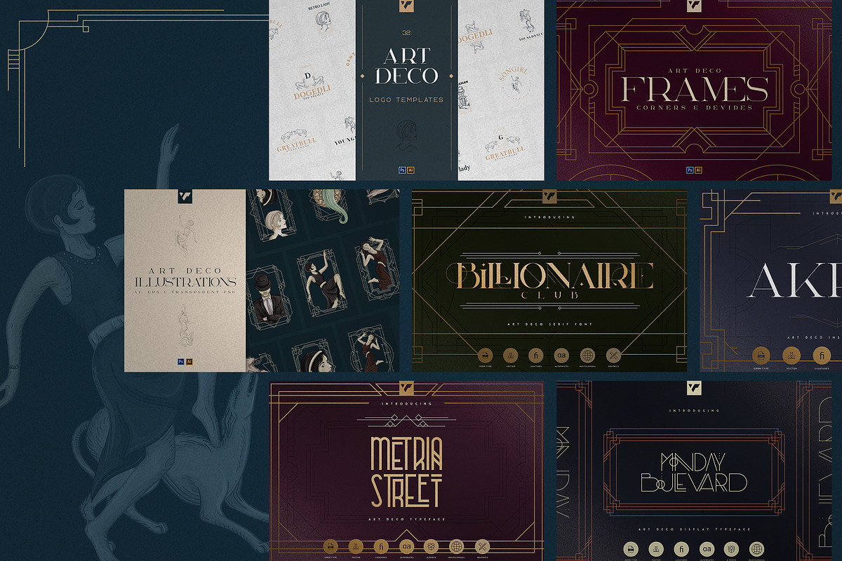 Art Deco Collection - Fonts, Vectors preview 2