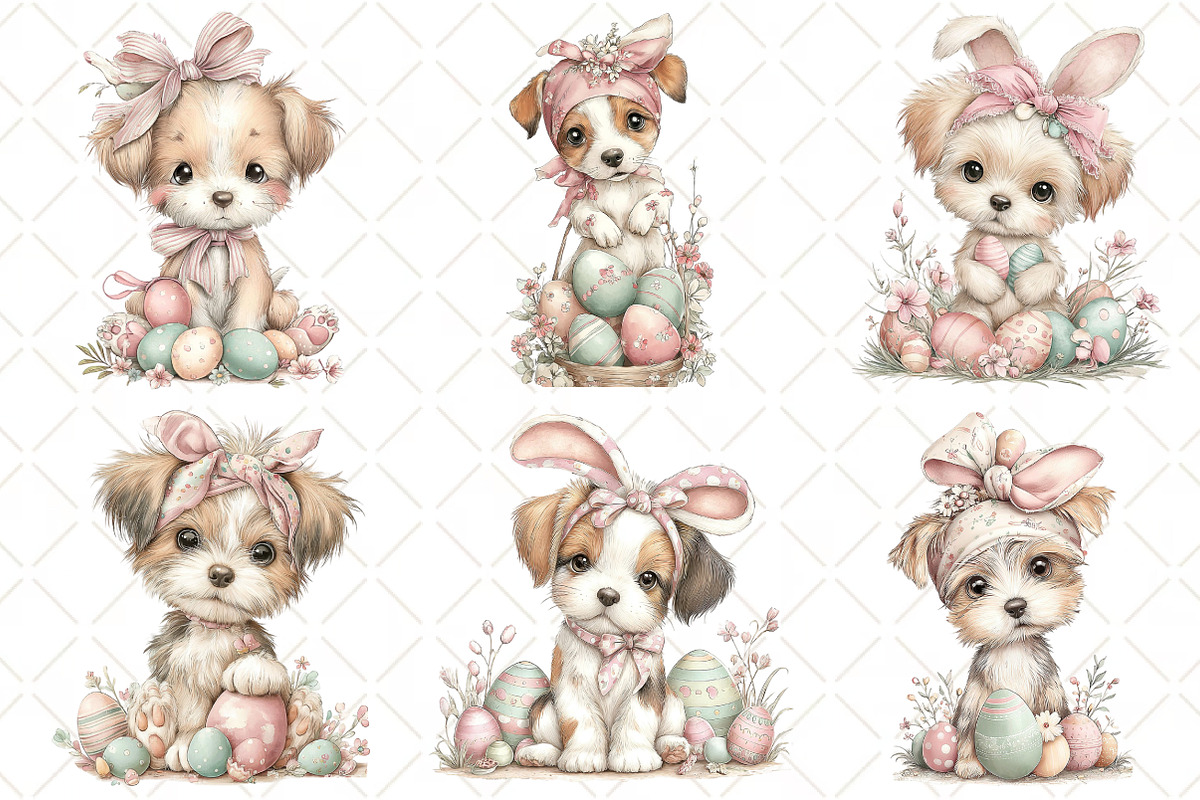 Watercolor Easter Dog Clipart, an Illustration by Black Bird Studio (Photo 4 of 5)