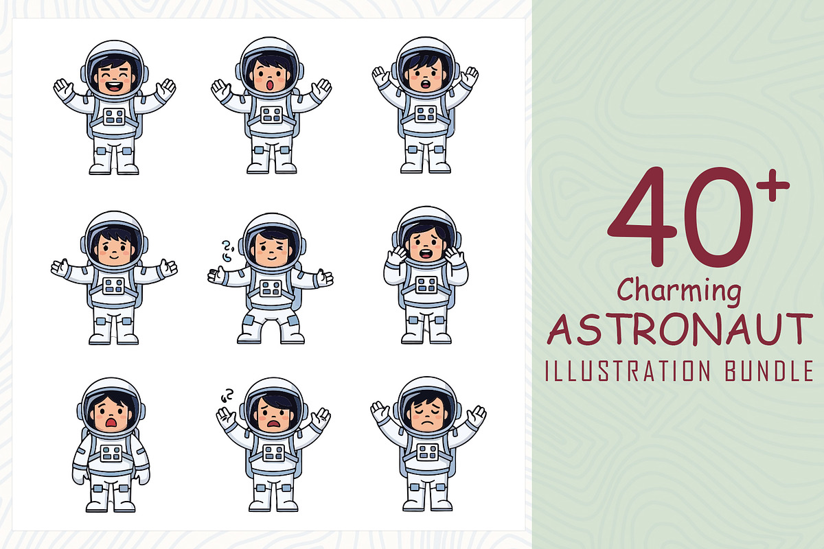 40 Charming astronaut illustrations, an Object Graphic by Sofia's Fashion (Photo 3 of 3)