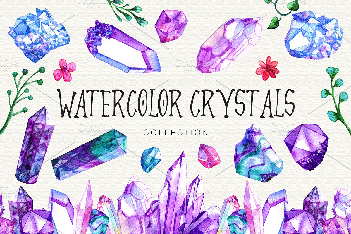 Watercolor Crystals Collection, an Illustration by Olga Alexeenko (Photo 1 of 7)