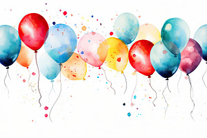 Birthday wish balloons and confetti, a Photo by SaroStock