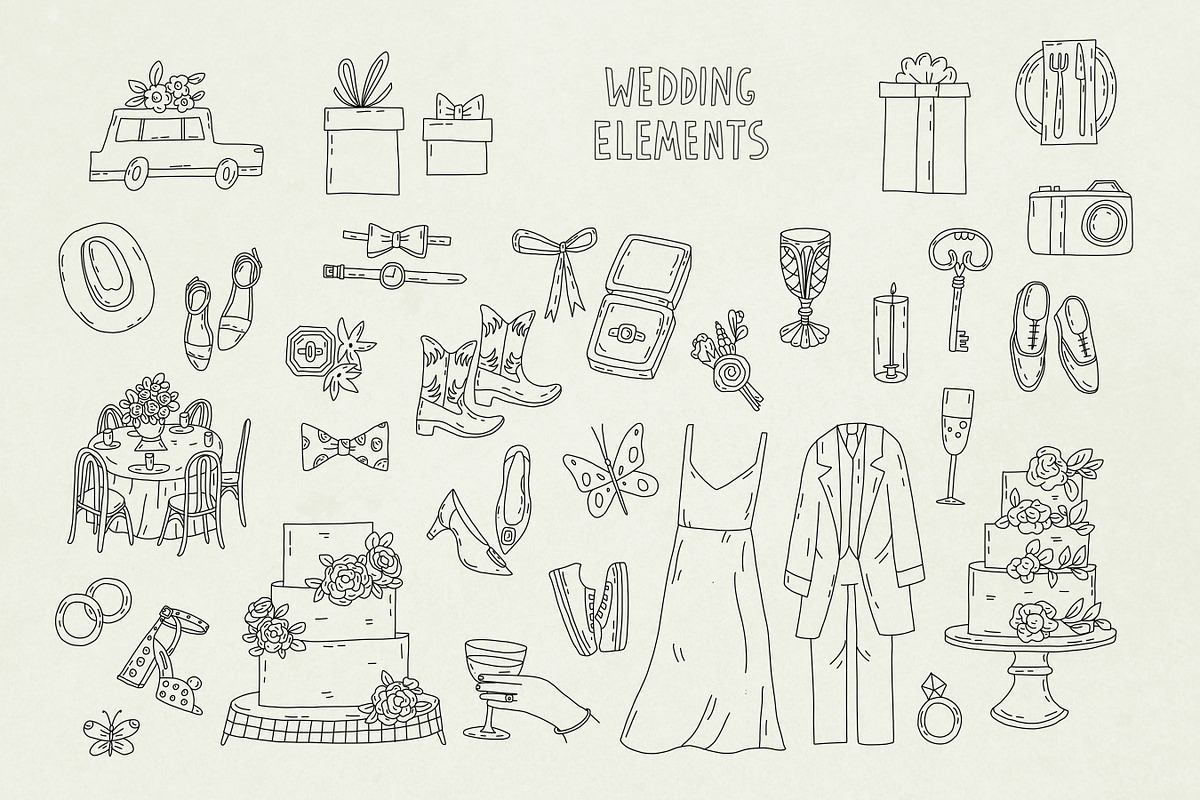 Hand Drawn 186 Wedding elements, an Outline Icon by Sasha Mitkalova (Photo 3 of 10)
