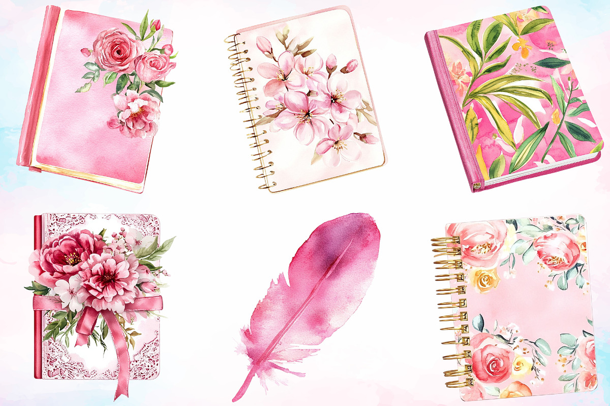 Watercolor Pretty Pink Planner PNG, an Illustration by Canvas Craft (Photo 3 of 4)