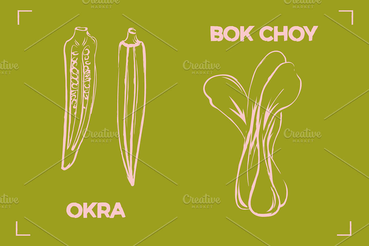 GREENS LINE ART SET (14 elements), a Food Illustration by Bonfloret Studio (Photo 4 of 8)