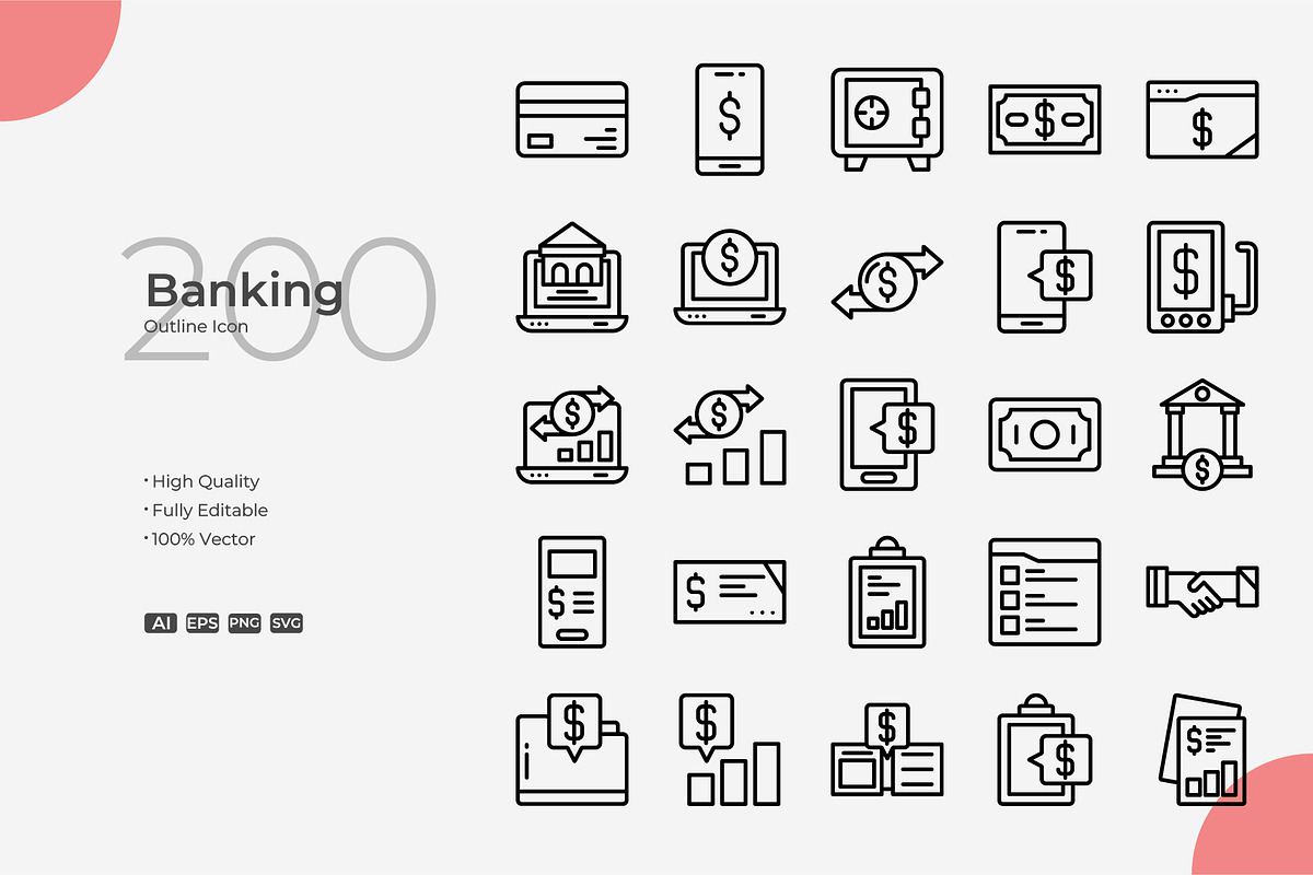 Banking Outline Icons, an Outline Icon by Bloodline