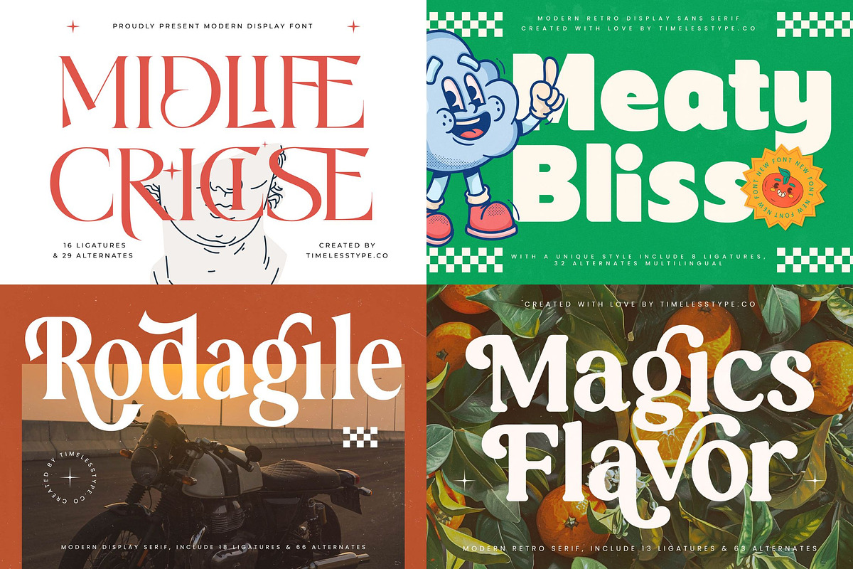 Mega Pack 50 Modern Display Fonts, a Font by timelesstype.co (Photo 8 of 14)