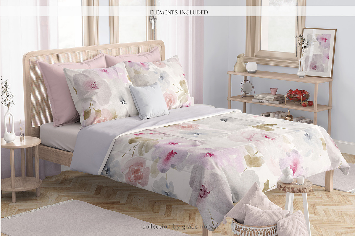 Floral Seamless Patterns & Cliparts, a Pattern Graphic by Grace Noboa Illustrations (Photo 4 of 17)