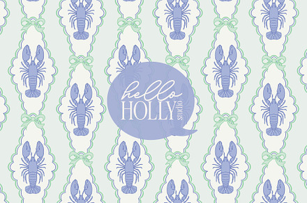 Preppy Lobster Pattern - Blue Mint