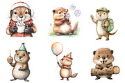 Cute Beaver Clip Art, Woodland Anima, an Illustration by CreationArt (Thumbnail 4 of 5)
