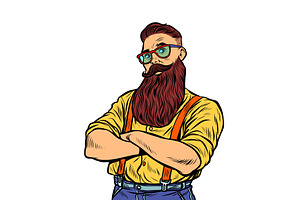 Bearded Hipster With Glasses Isolate