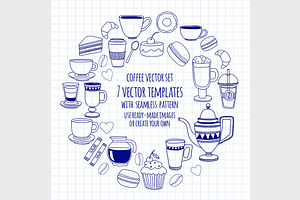 7 vector templates (jpg+eps) Coffee