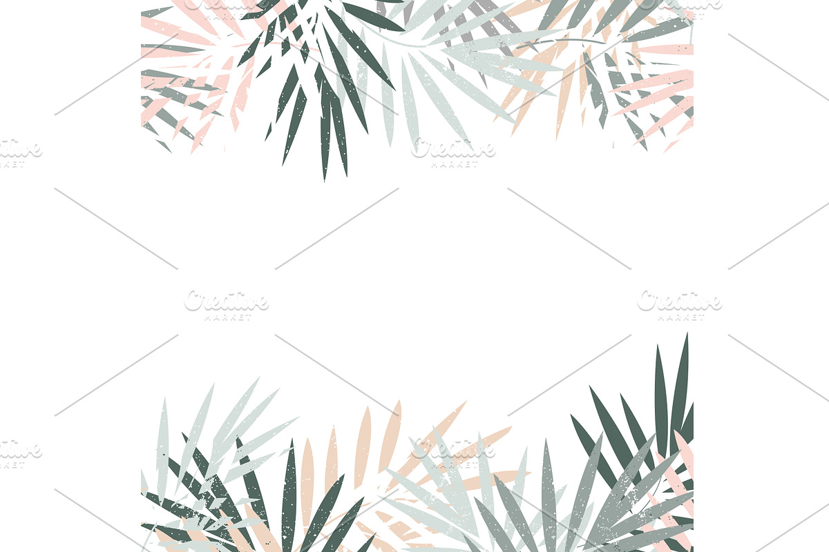 Tropical leaves foliage border frame, an Object Illustration by Toltemara