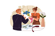 Florists with flowers, bouquets set, a Person Illustration by PaperTrident (Thumbnail 5 of 7)