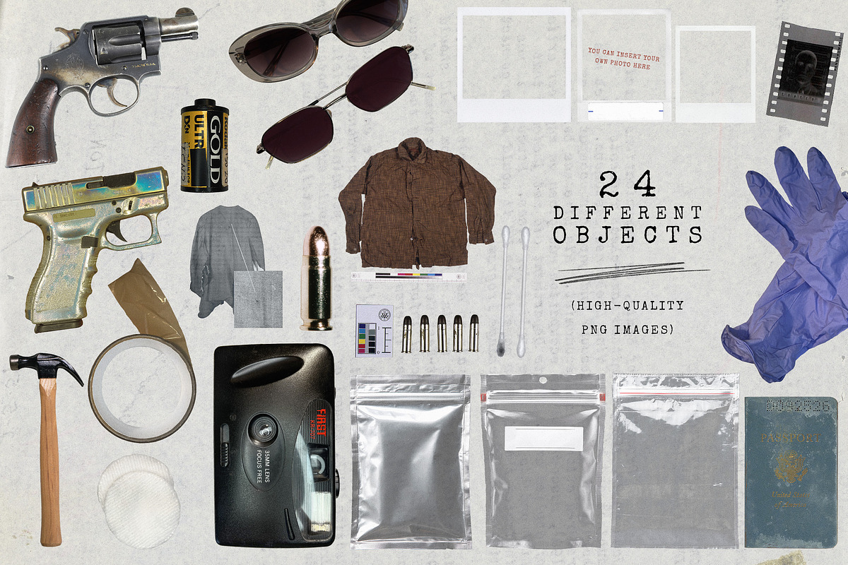 Criminal Bureau Collage Kit, an Object Graphic by Freezerondigital (Photo 11 of 18)