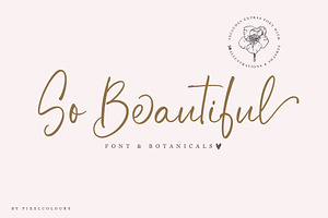 Handwriting Font and Botanicals