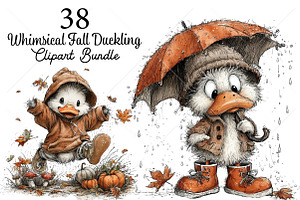 Whimsical Fall Duckling Clipart PNG, a Seasonal Illustration by Canvas Craft