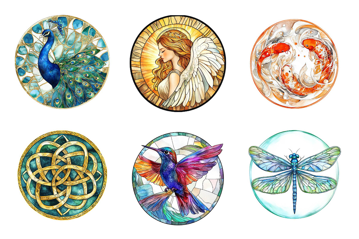 Stained Glass Sublimation Clipart, an Illustration by CreationArt (Photo 5 of 5)