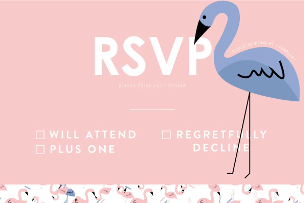 Beautiful flamingo wedding invites, an Invitation Template by Laffmate (Photo 3 of 5)