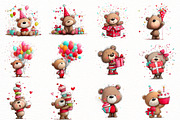 whimsical birthday teddy bear Clipar, an Illustration by Designworld (Thumbnail 2 of 4)