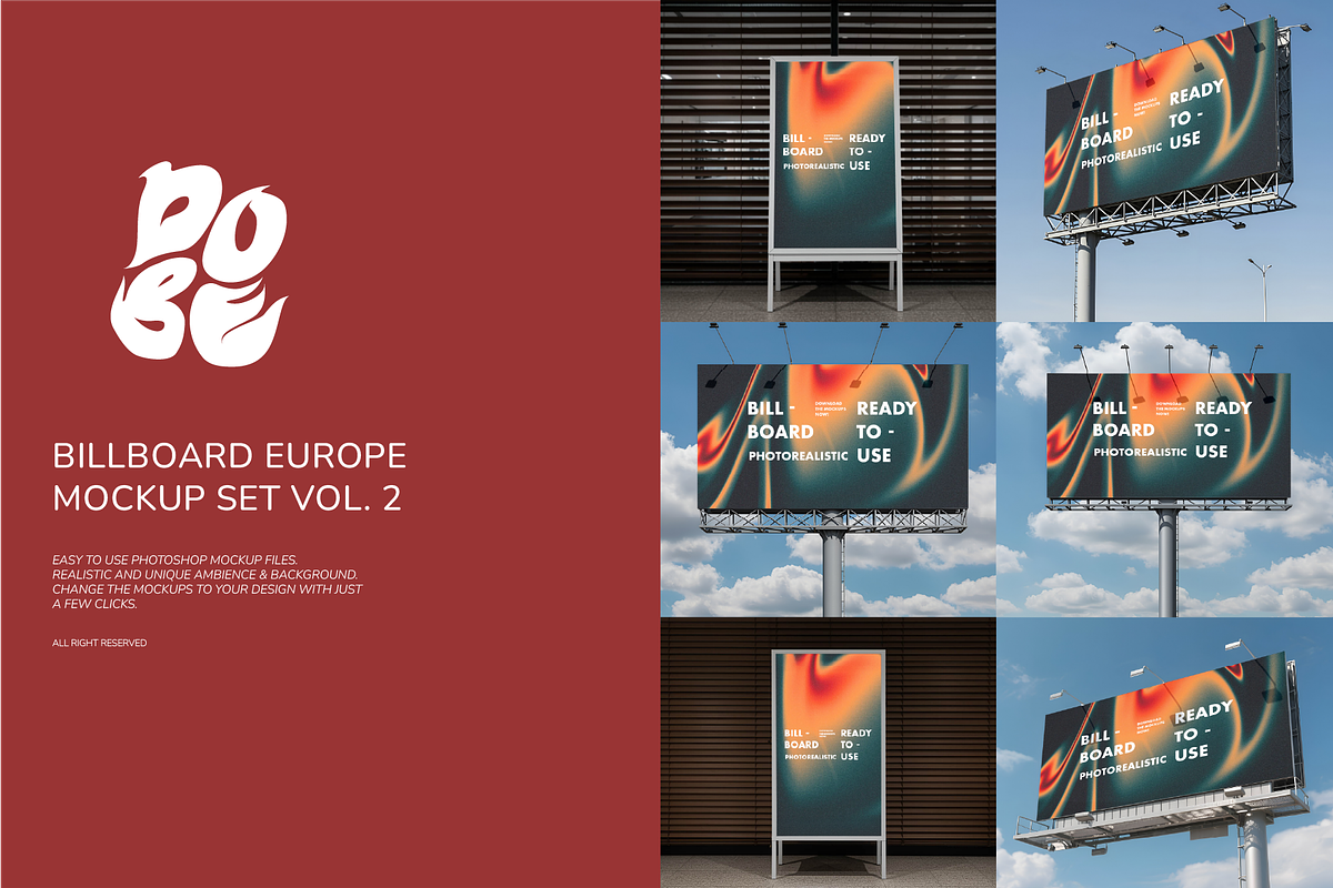 Billboard Europe Mockup Set - Vol 2, an Advertising Mockup by DOBE Studio (Photo 1 of 4)