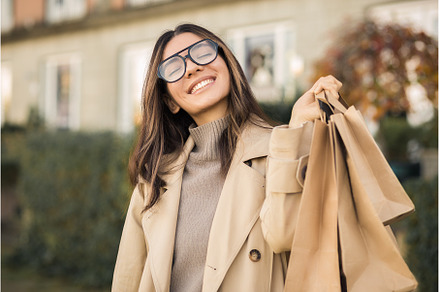 Satisfied woman customer with nice, a Person Photo by AD Stock Images