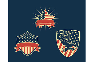 Usa badges set, an Illustration by studiogstock