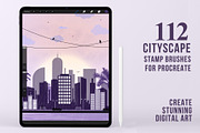 Cityscape Stamp Brushes Procreate, a Brush Add-On by aivos (Thumbnail 1 of 9)