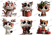 Whimsical Christmas Cats Clipart, an Illustration by DreamArtGraphic (Thumbnail 4 of 5)
