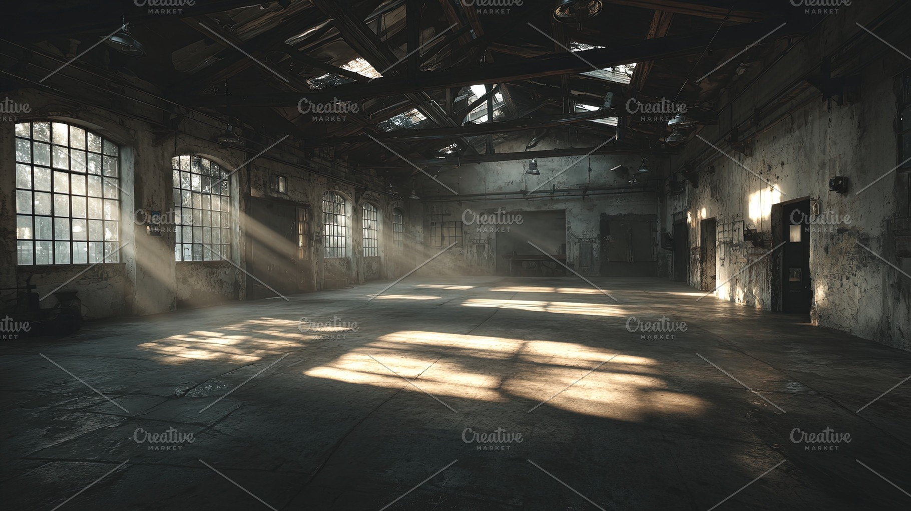 Sunlit Abandoned Warehouse Interior, an Architecture Photo by Ales Munt