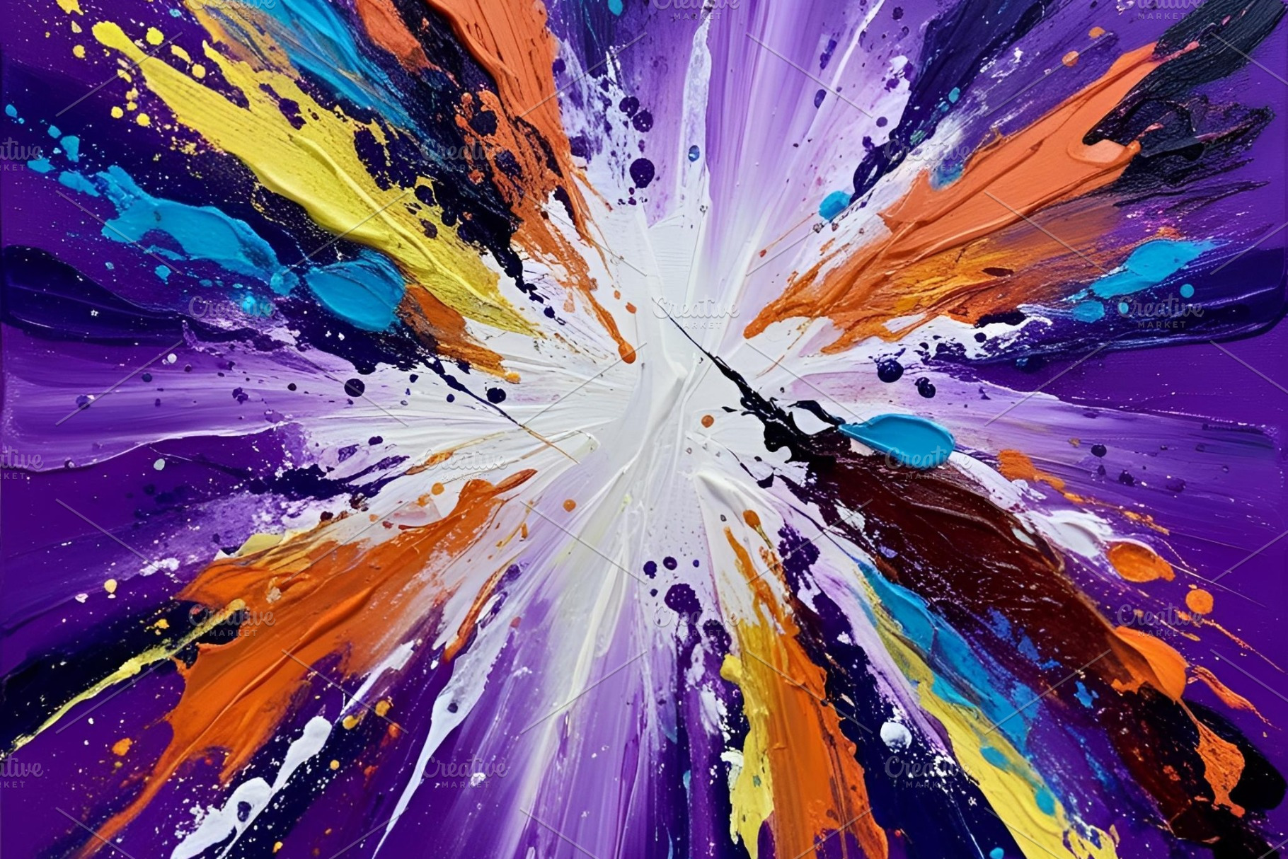 Orange and purple vibrant paint art, an Abstract Photo by ComfortQ