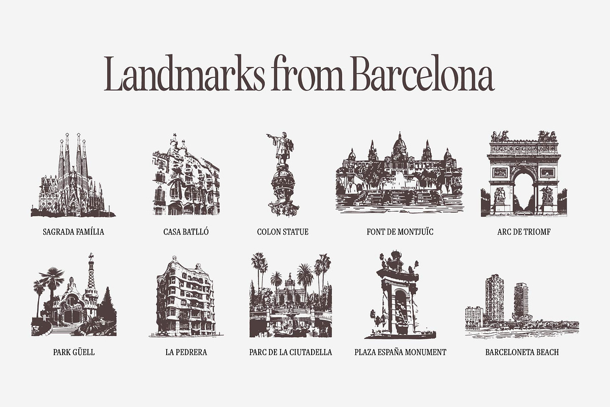 Barcelona · City landmarks, an Illustration by BluWisp (Photo 3 of 7)