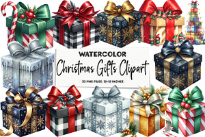 Christmas Gifts Clipart, an Illustration by DreamArtGraphic