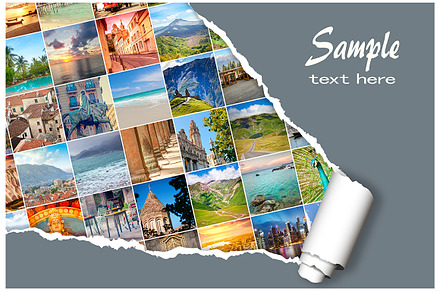 Travel collage featuring beach, background, and design, a Holiday Photo by Olezzo