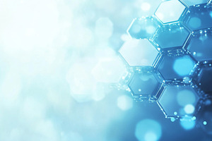 Abstract Blue Hexagonal Structures with Light Effects, an Abstract Photo by Natalia Klenova's Shop
