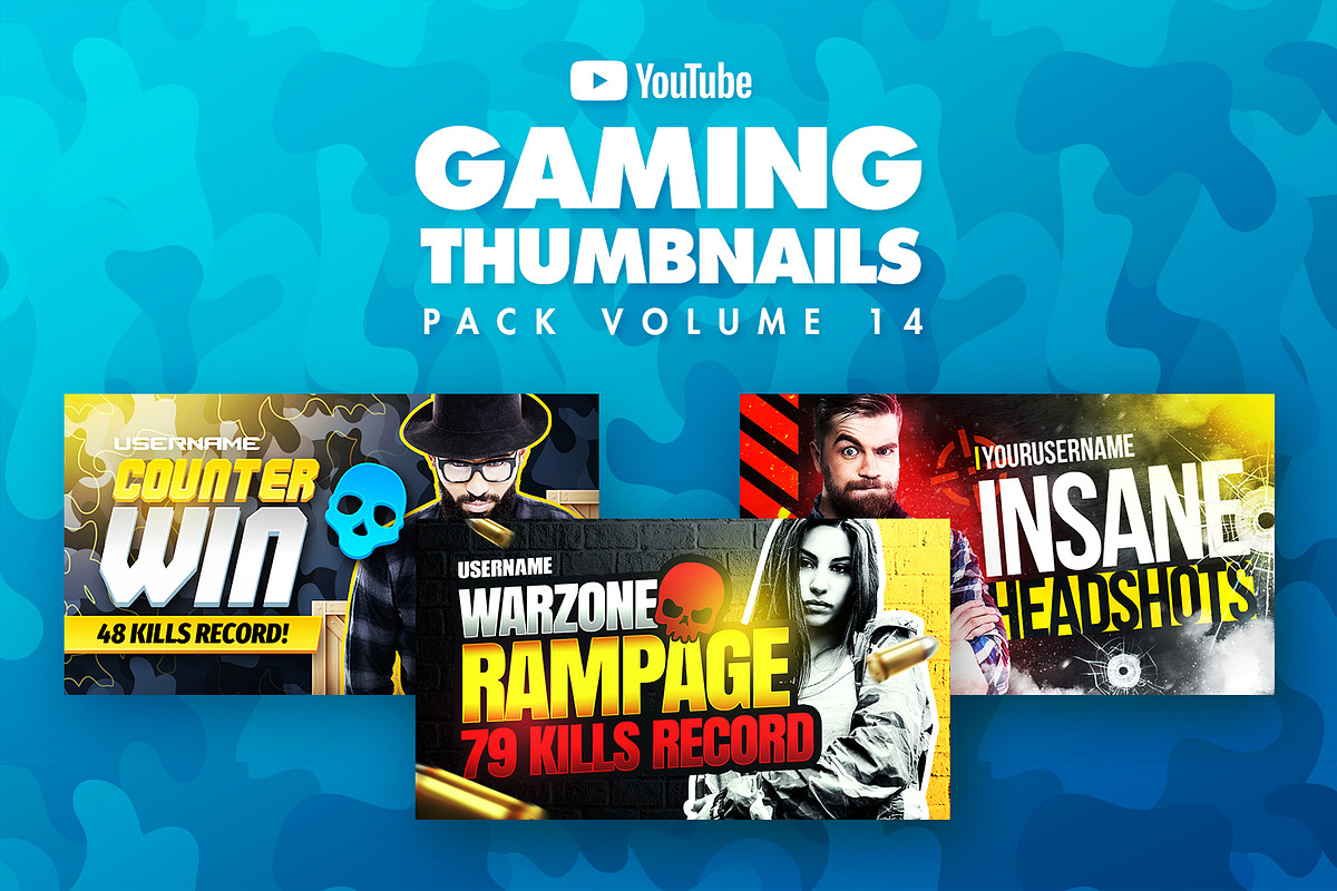 Gaming Youtube Thumbnails Pack 14, a Social Media Template by Odin_Design