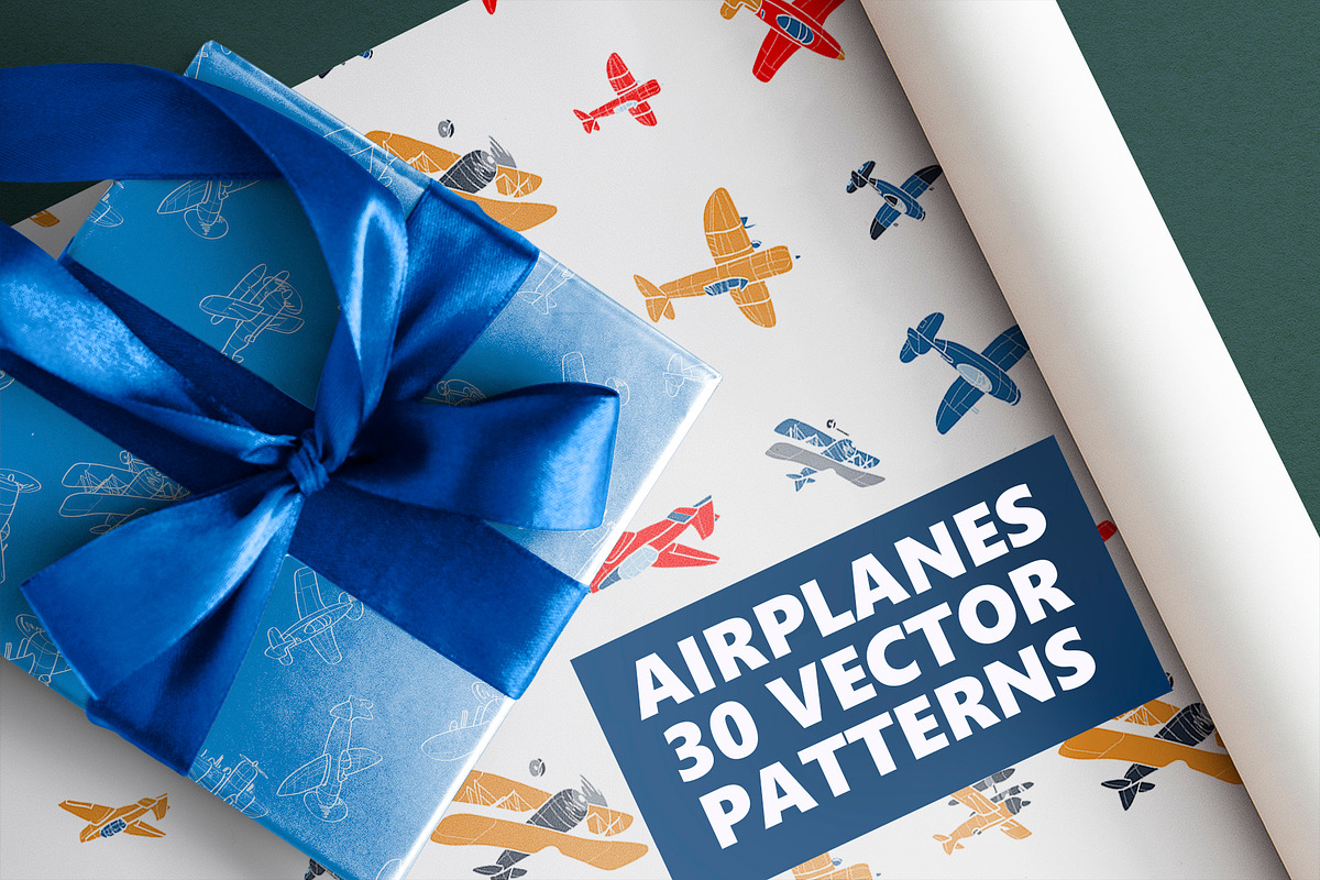 Airplanes. 30 vector patterns, a Pattern Graphic by Alena Stoyko design (Photo 1 of 13)