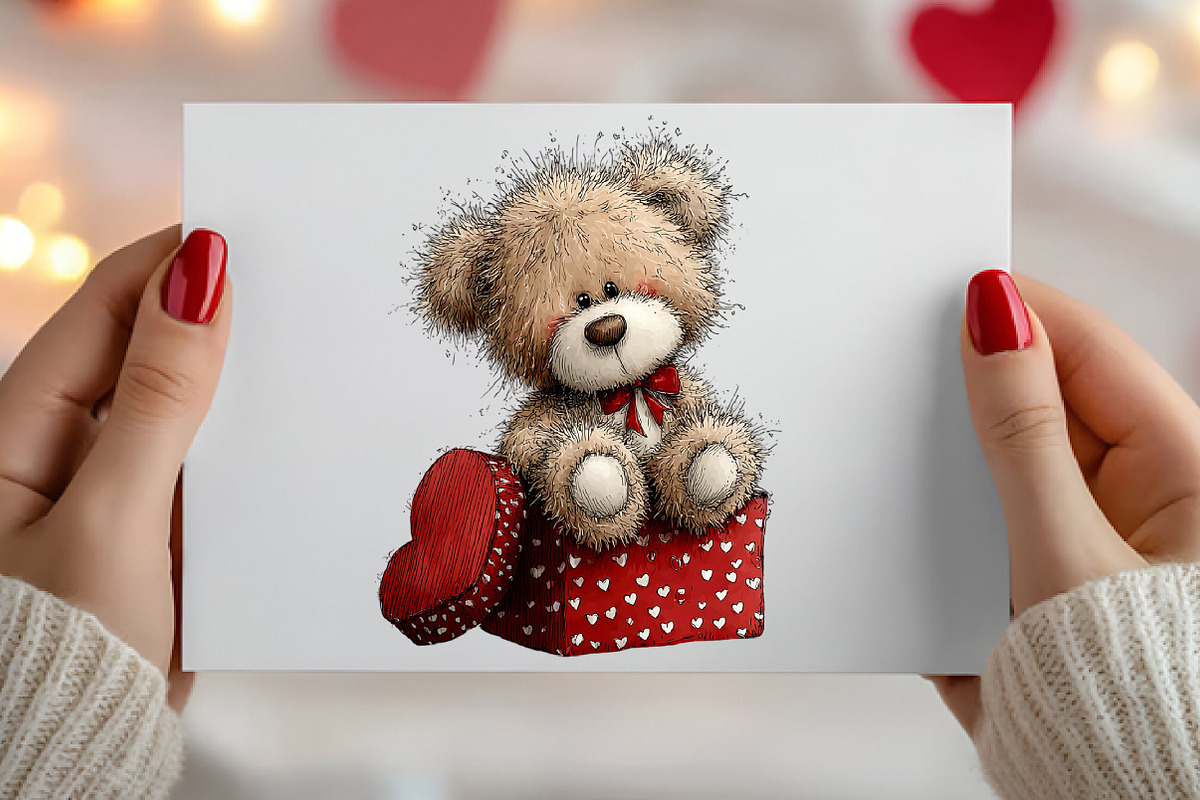 Whimsical Valentine Teddy Bear, an Illustration by Canvas Craft (Photo 6 of 6)