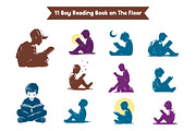 11 Boy Reading Book on The Floor, an Illustration by jongcreative (Thumbnail 1 of 4)