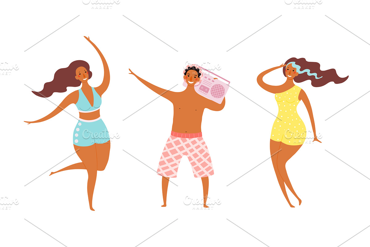 Women, man in swimsuit, having fun, a Person Illustration by sceptical cactus